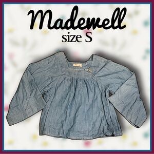 MADEWELL blue denim bohemian 3/4 sleeve SHIRT size S